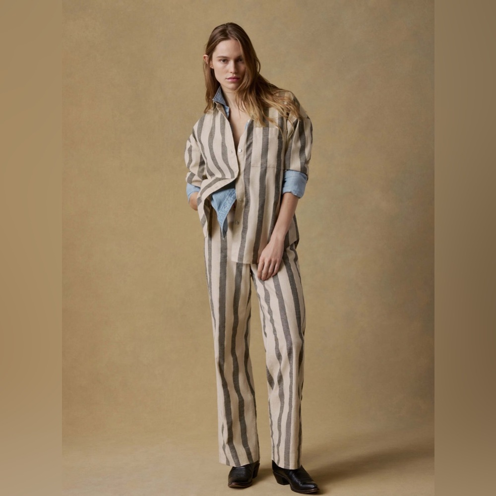 NWT Faherty Sun Strider Cotton Linen Set - Pine Bay Stripe